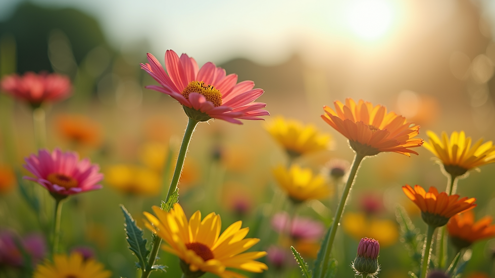 Close-up view of vibrant wildflowers symbolizing growth and healing