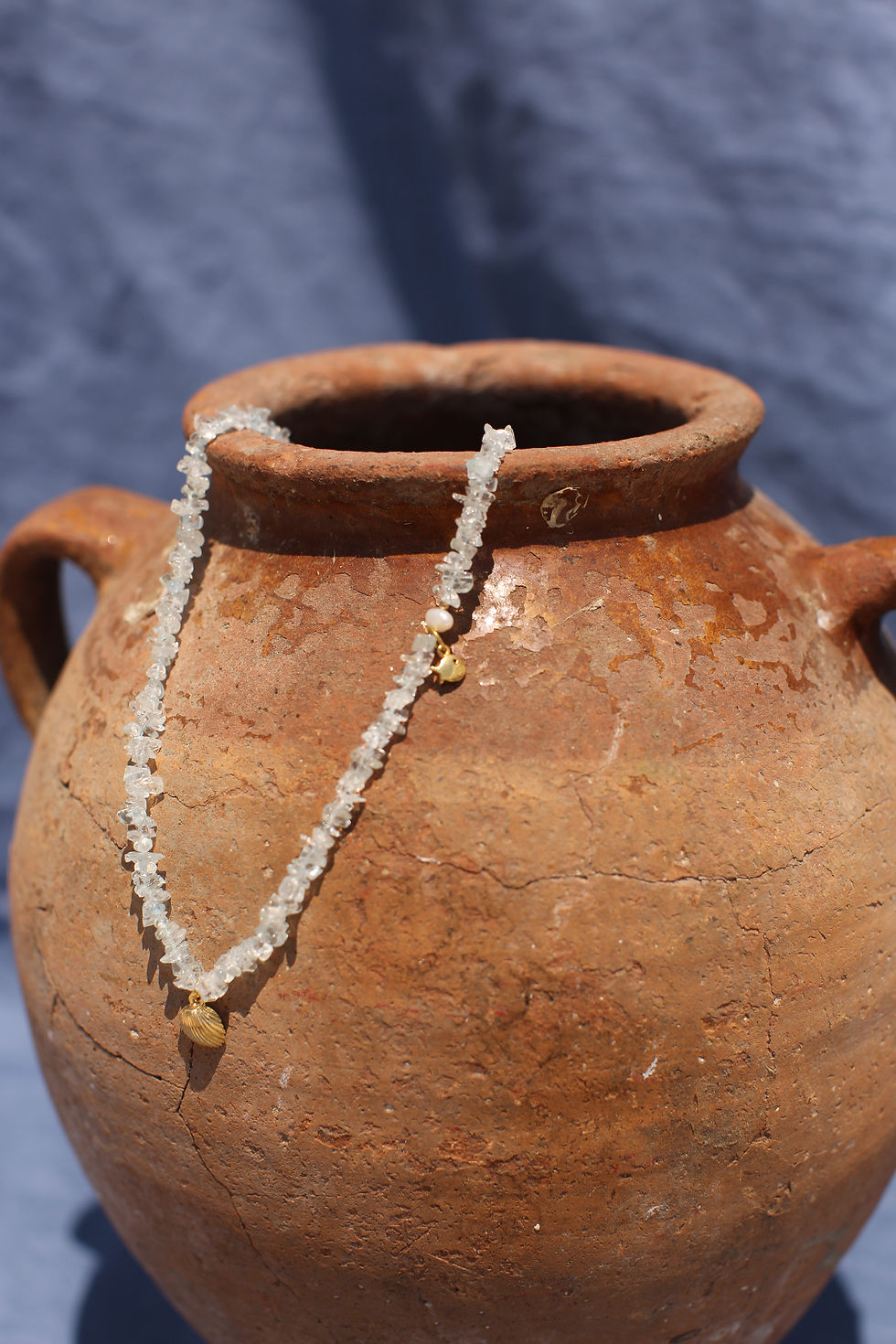 Thumbnail: La Concha - Aquamarine and Gold Talisman Necklace