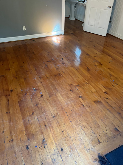 Hardwood floor restoration, before