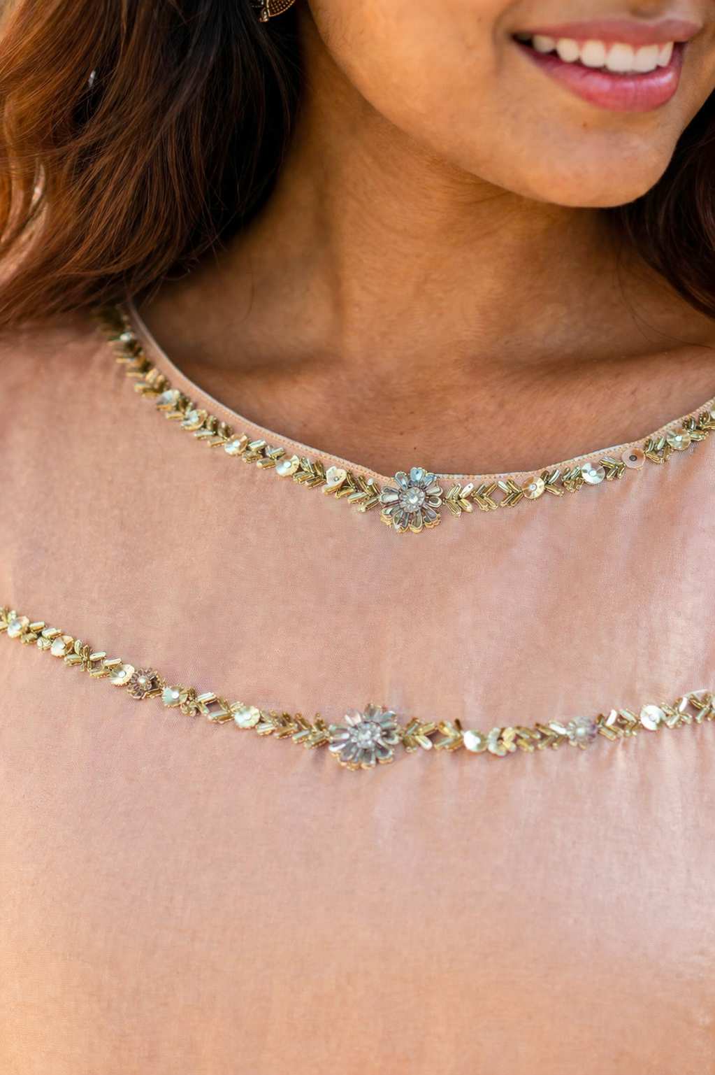 Blush Peach Embellished Kurti