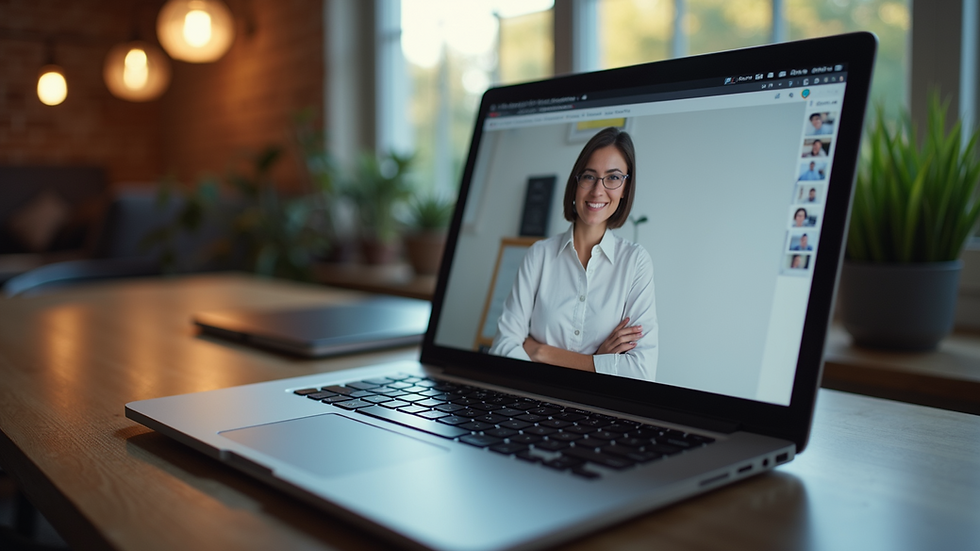 Eye-level view of a laptop displaying an online teaching course
