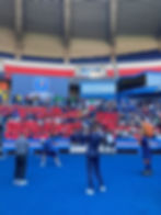 Show Freestyle Football pour la cérémonie d'ouverture de la PSG Academy World Cup au Parc des Princes par le freestyler Corentin Baron
