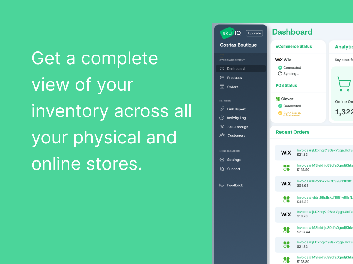 SKU IQ Inventory Sync primary marketing image — app on the Wix App Market