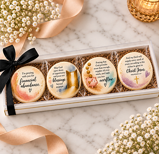 Shop Cookie Prayers—custom edible printed cookies with Bible verses and messages. Unique Christian gifts.