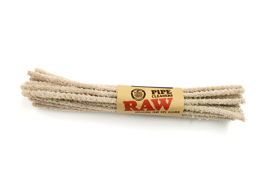 RAW Pipe Cleaners Hemp sett fra toppvinkel, formbare hampfiber-piperensere med spiralstruktur