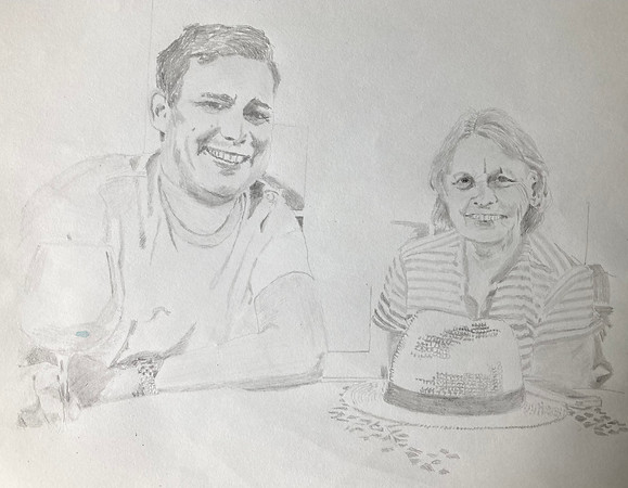 Drawing of my son and wife.