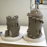 Westfield Homeschool pottery (mini castle and goblet)