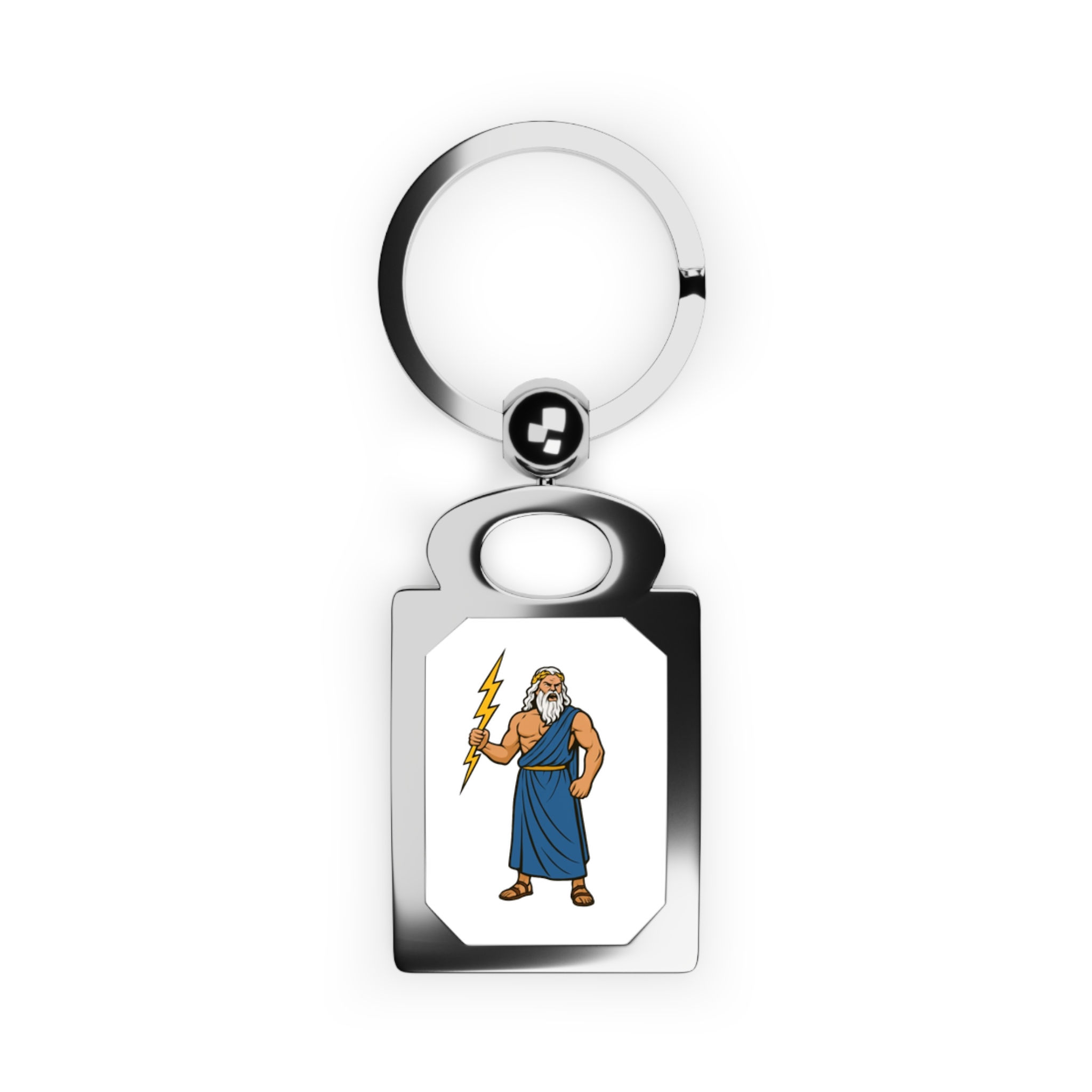 Zeus Lightning Rectangle Photo Keyring — Personalized Greek God Keychain