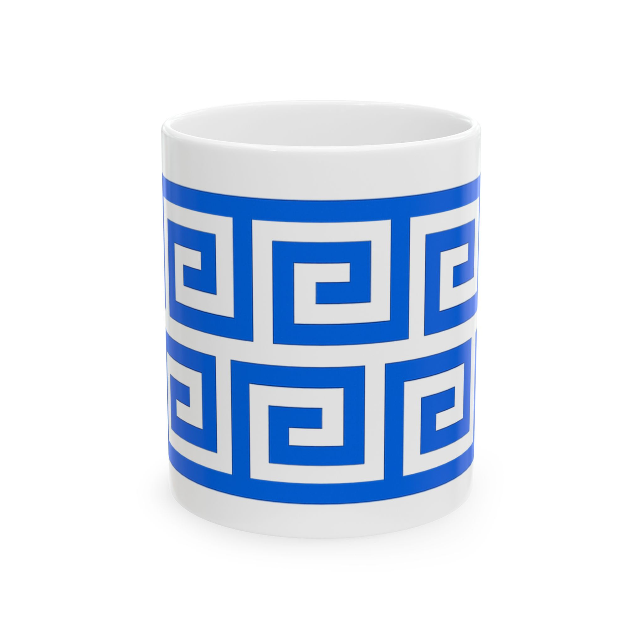 Greek Pattern Ceramic Mug | Classic Coffee Cup