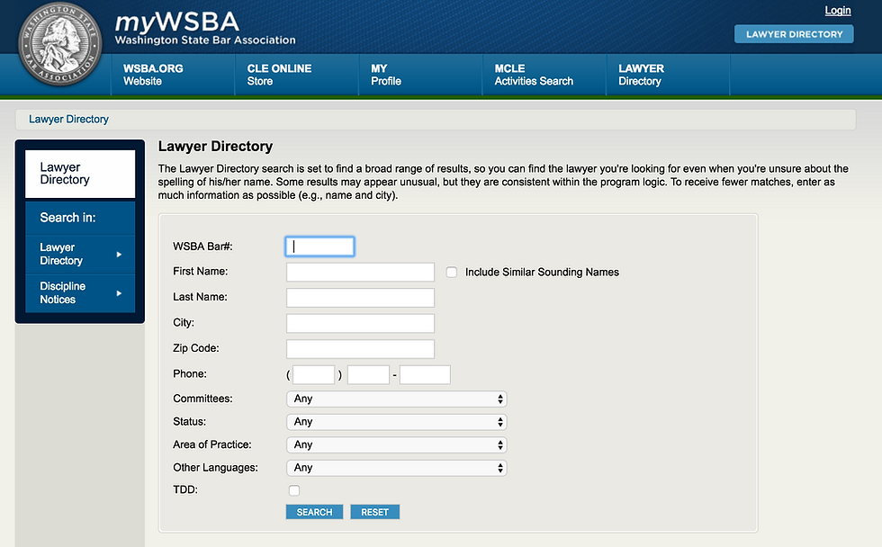 Washington State Bar Association Attorney Look Up