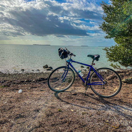 Bike overlooking wide open bay