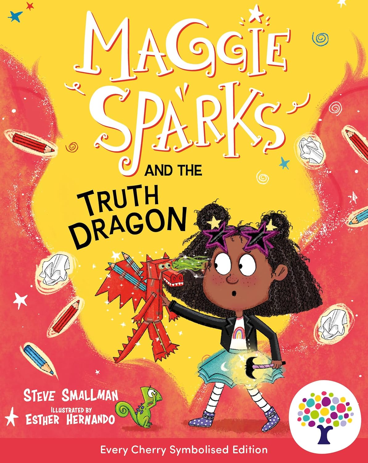 Front cover of Maggie Sparks and the Truth Dragon: Accessible Symbolised Edition by Steve Smallman, illustrated by Esther Hernando