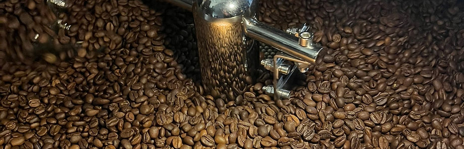 Roasted coffee in the cooling tray