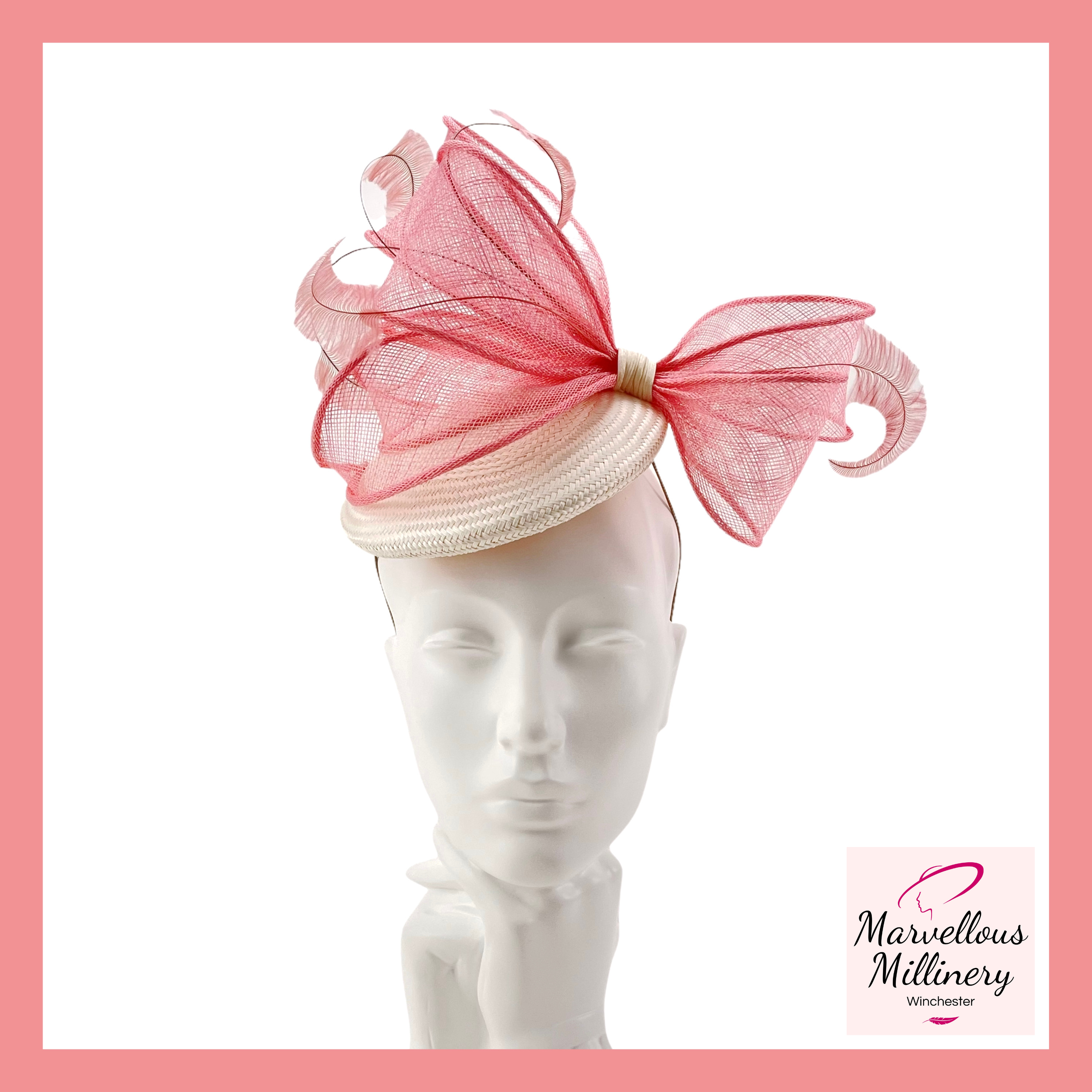 Wedding Fascinator Hat in Raspberry 