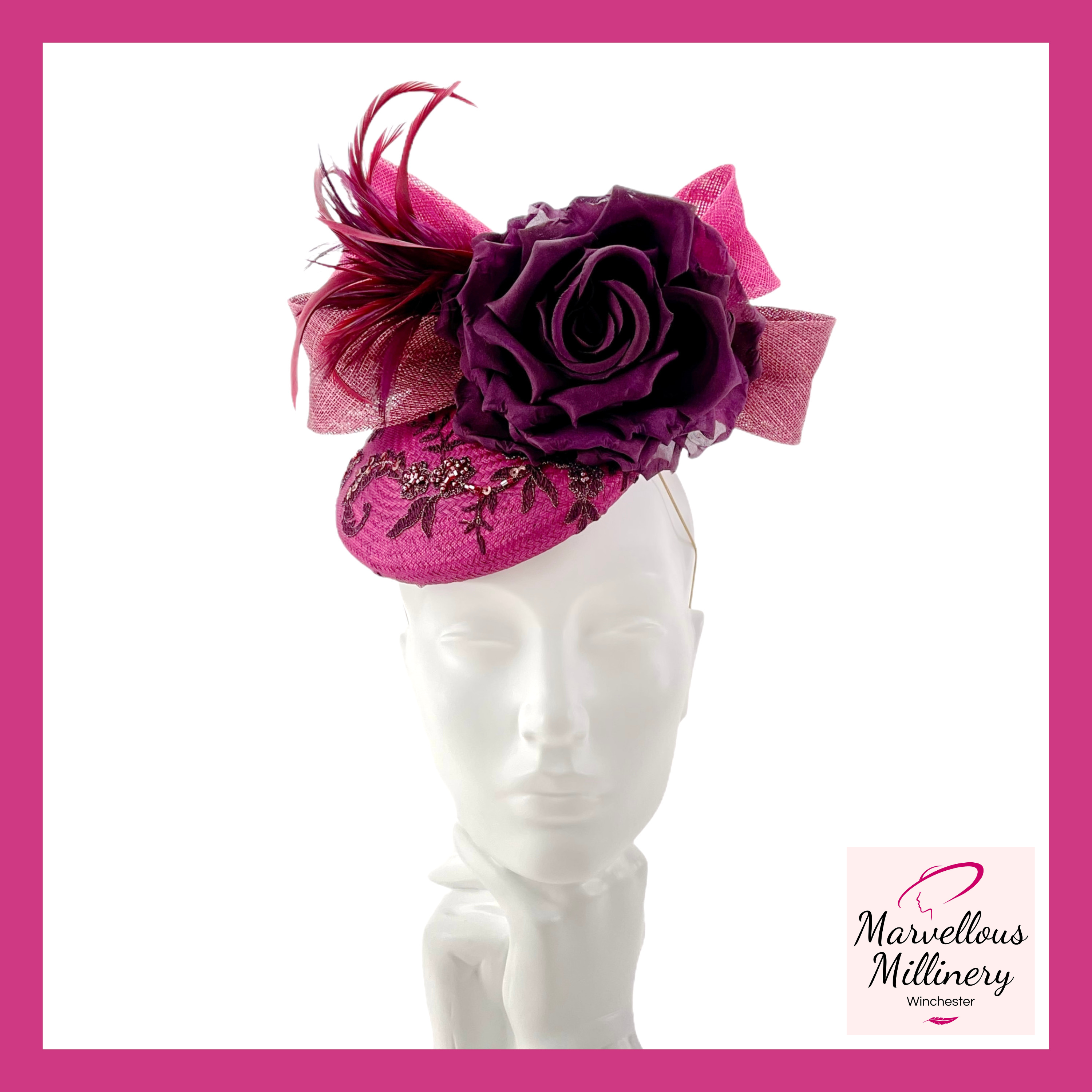 Wedding Fascinator Hat in Mixed Pink 