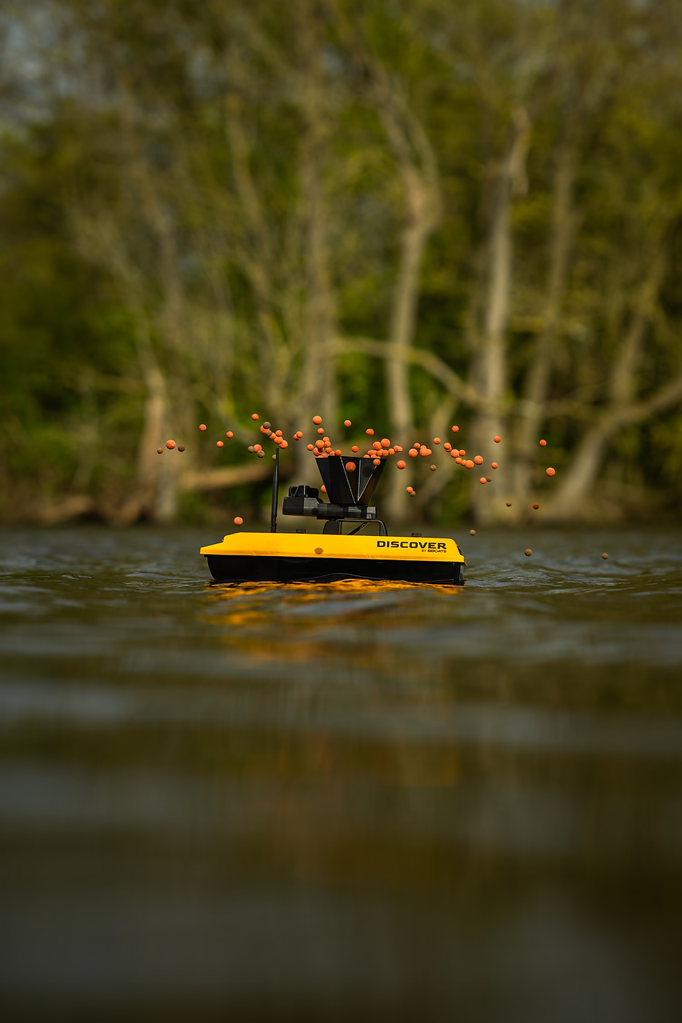 Baitspreader in actie