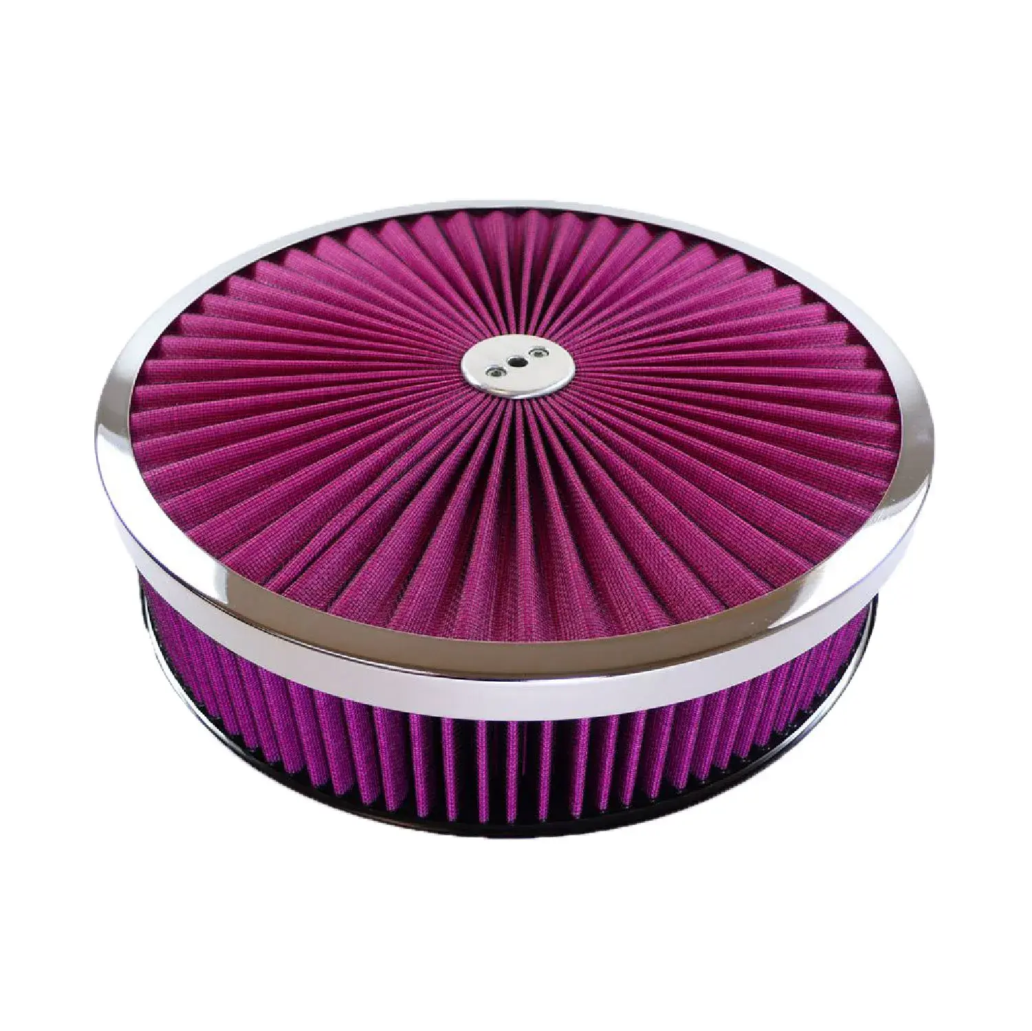 14″ Red W/ Chrome Lip Round Super Flow Air Cleaner Set