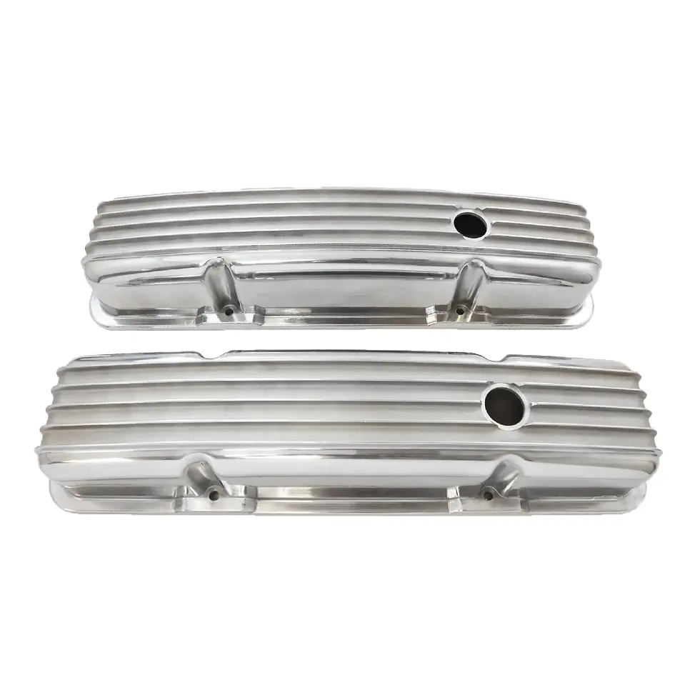 Small Block Chevy Finned Aluminum Short Valve Covers – Polished