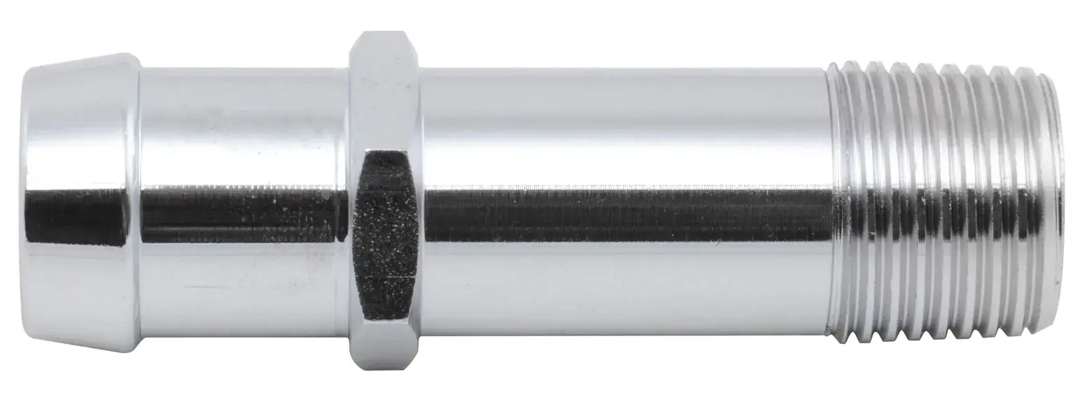 Alum water pump fitting for chevy – chrome