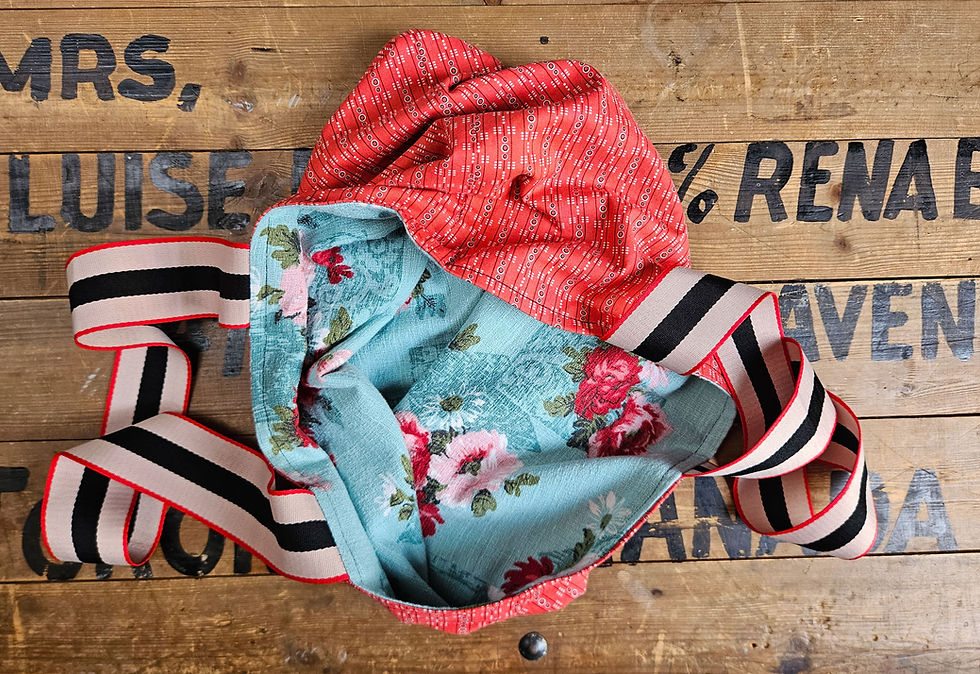 Thumbnail: 1950s MCM roses & 1970s red | Vintage BAG BAG reversible