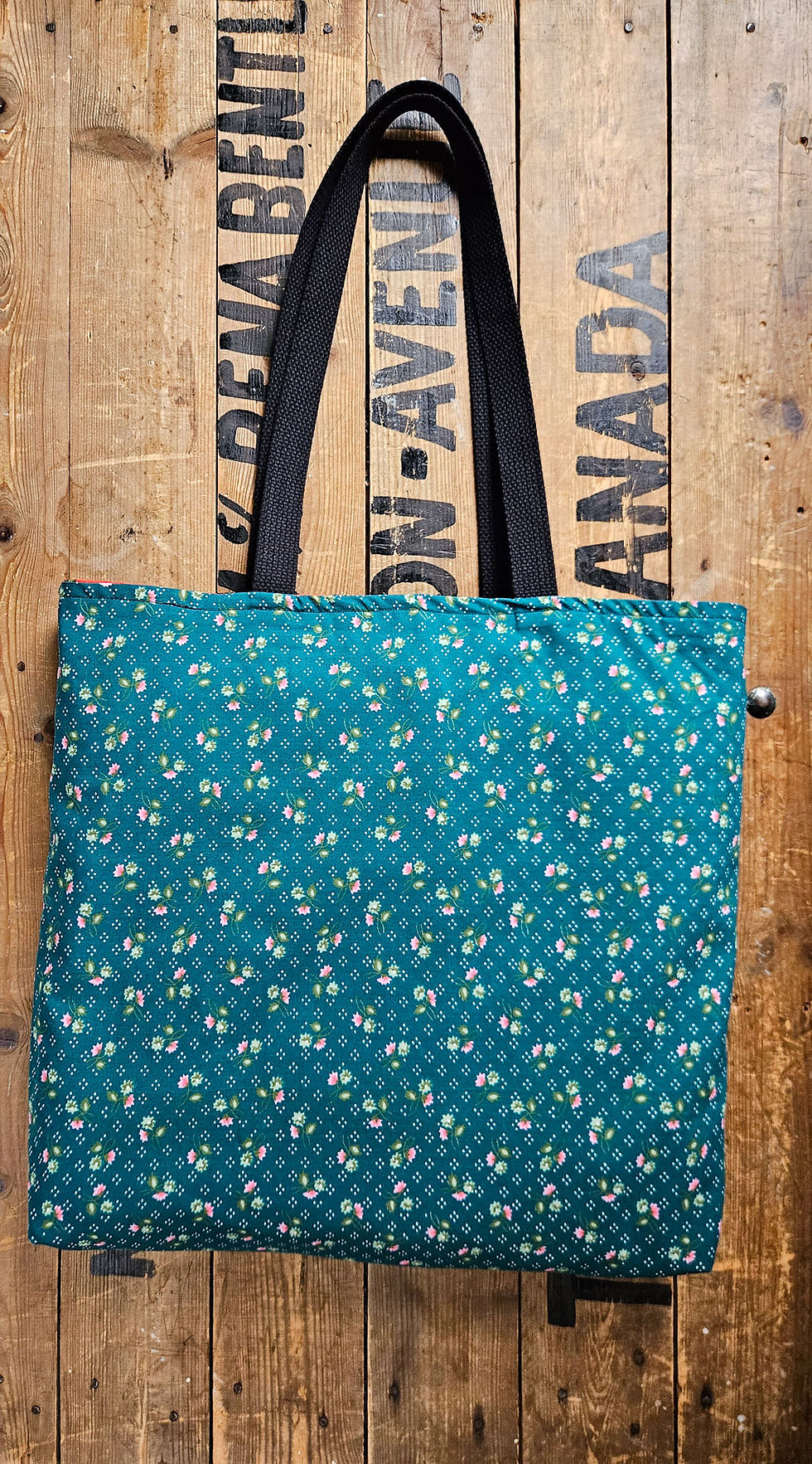 Thumbnail: 1950s red Waverly & emerald green Ditzy | BAG BAG