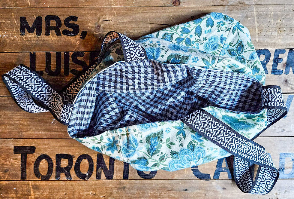 Thumbnail: 1950s Teal floral & 1980 Light blue and grey check | BAG BAG the reversible tote
