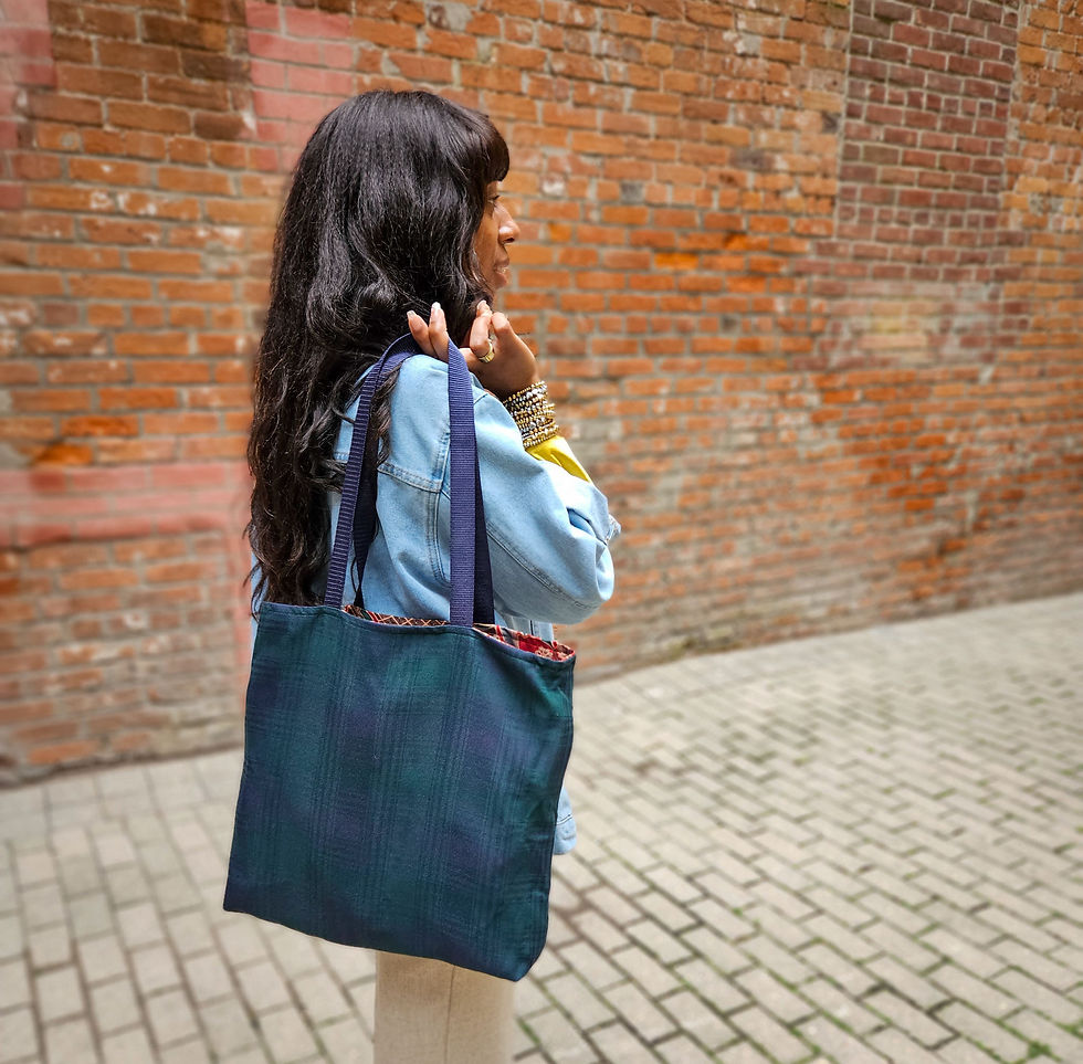 Vintage Waverly floral & Black watch tartan | Reversible tote