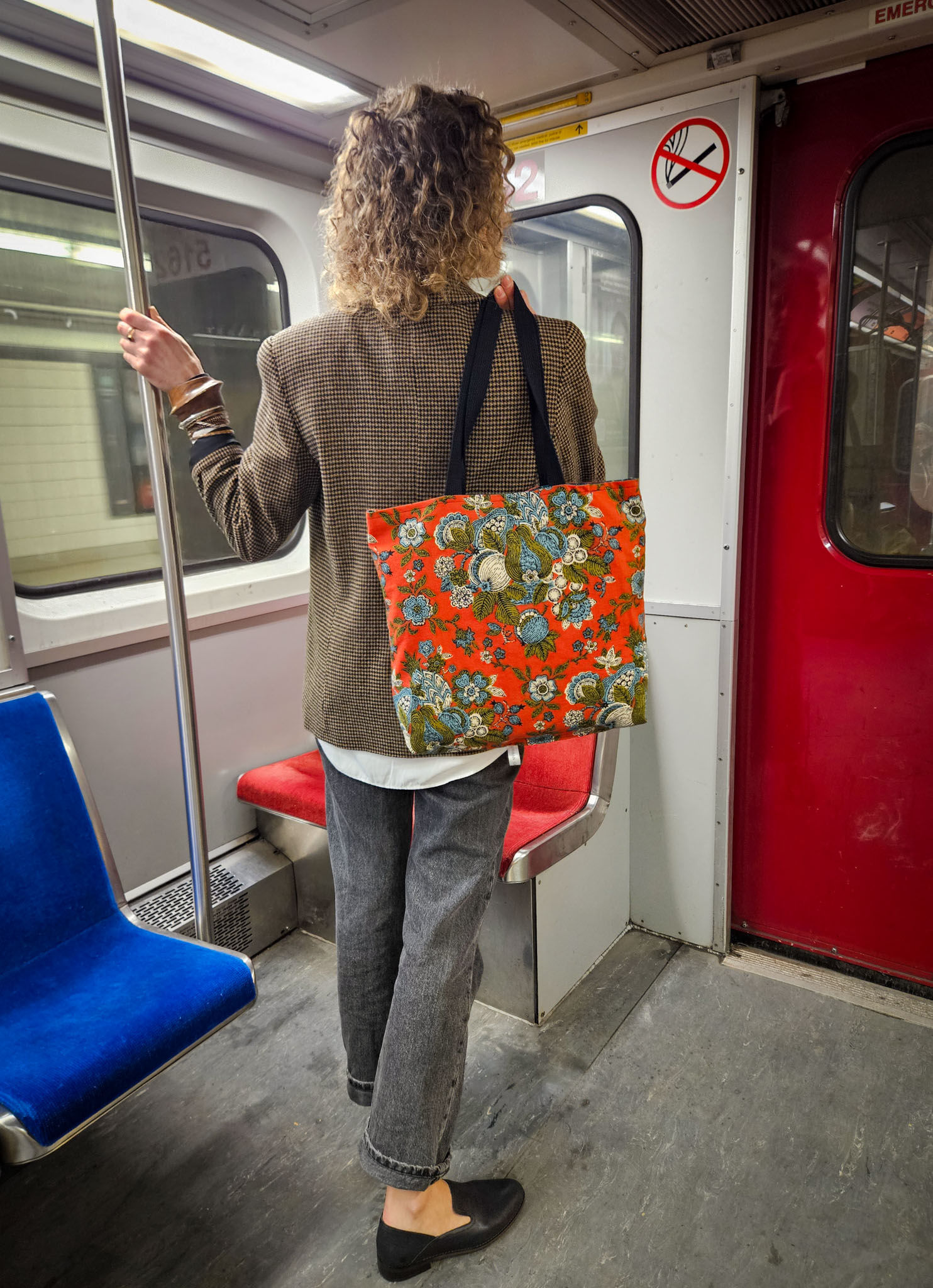 1950s red Waverly & emerald green Ditzy | BAG BAG