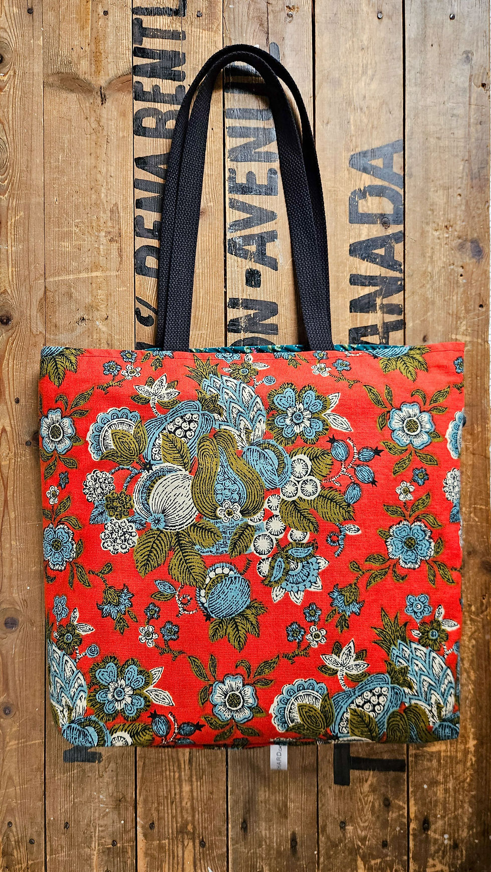 Thumbnail: 1950s red Waverly & emerald green Ditzy | BAG BAG