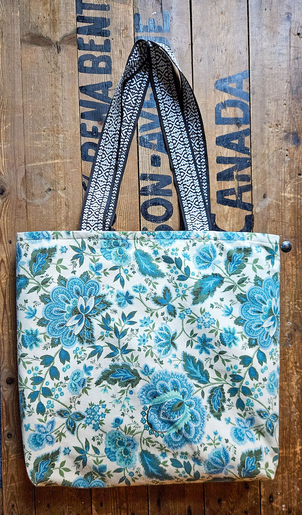 Thumbnail: 1950s Teal floral & 1980 Light blue and grey check | BAG BAG the reversible tote