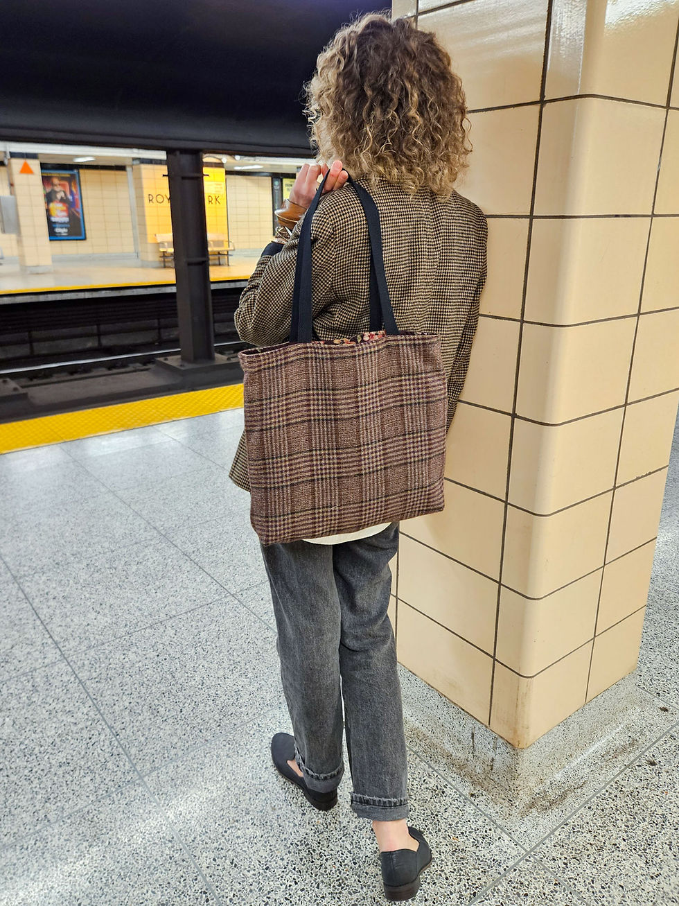 Thumbnail: Cranberry tartan  & deep red wine floral print | BAG BAG