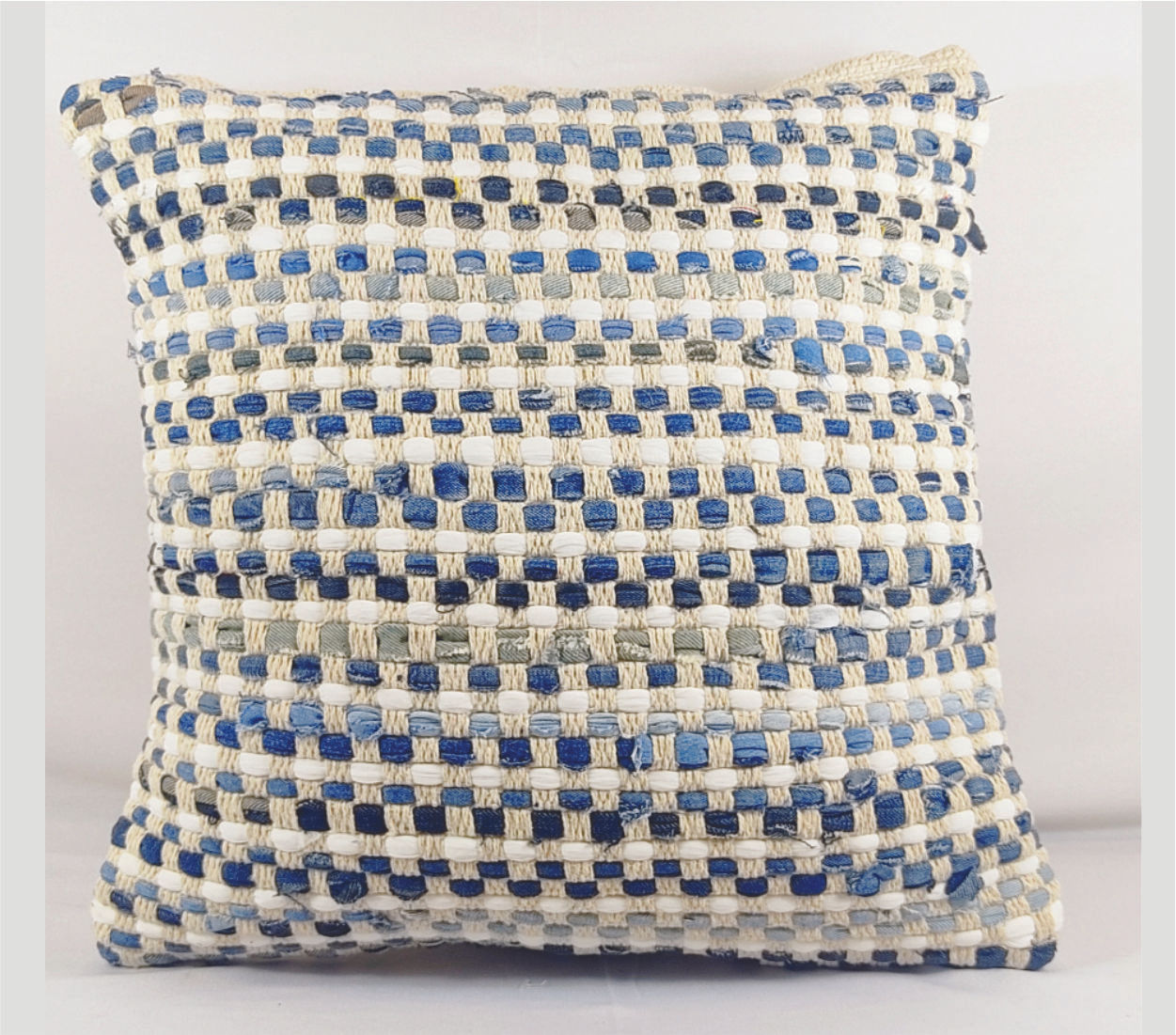 Denim Rag Chain Block Pillow