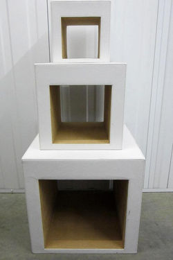 white leather cube shelves-3 piece