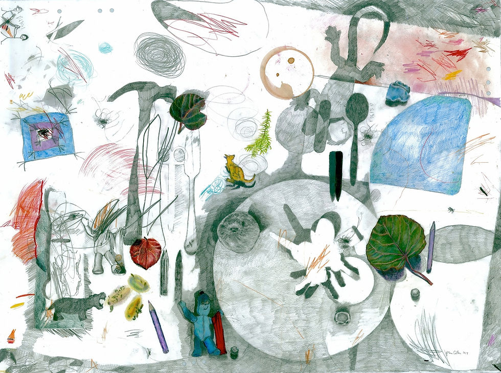 CALLEN Fran-Iggle Piggle sneaks out unnoticed -graphite, colour pencil, coffee and tea on paper-20