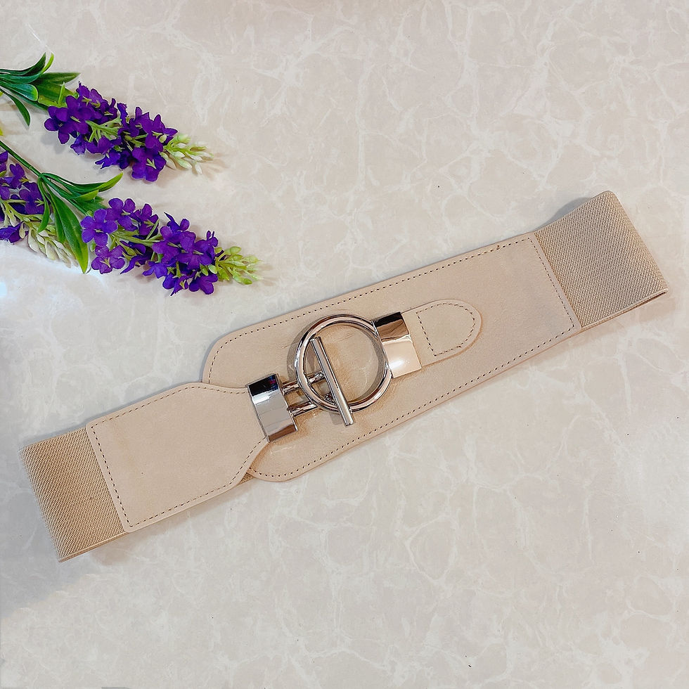 Miniature : CEINTURE BEIGE ÉLASTIQUE BOUCLE T