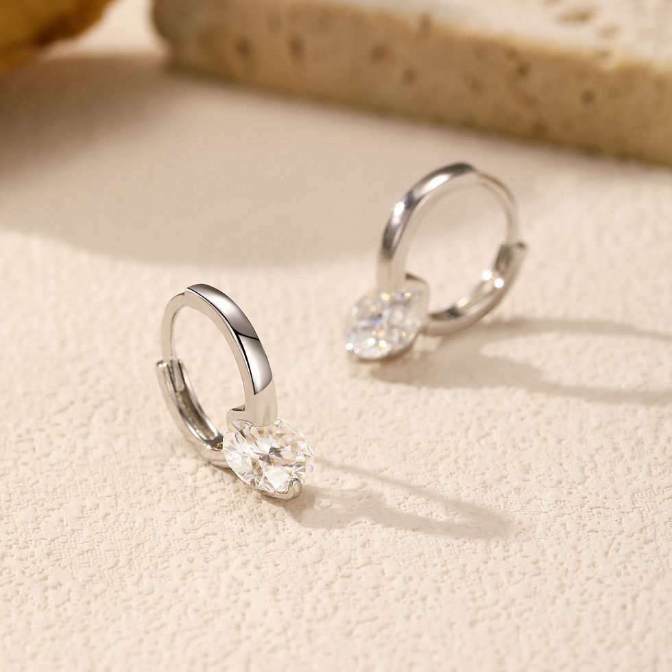 Thumbnail: MODIAN 1.0CT D Color Moissanite Hoop Earrings 925 Sterling Silver Luxury Buckle 