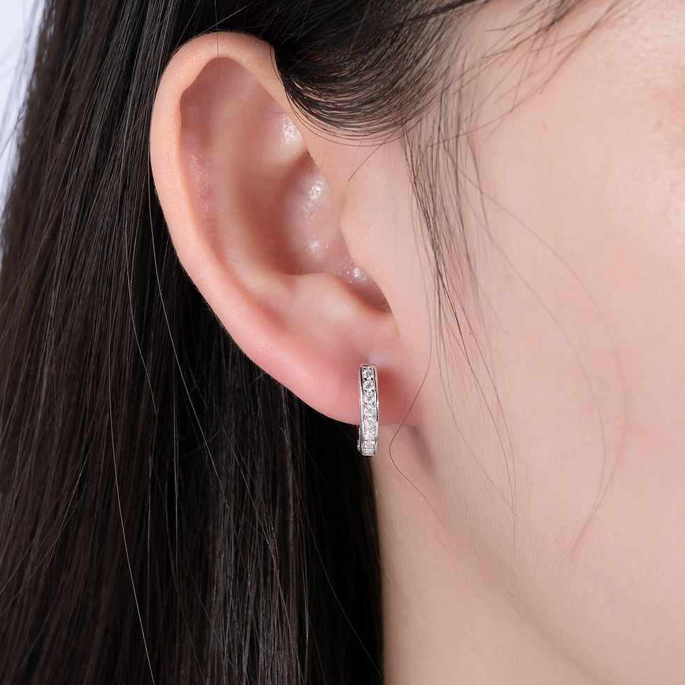 Thumbnail: AnuJewel 0.56cttw Luxury Moissanite Ear Hoop Earrings 925 Sterling Silver Earrin
