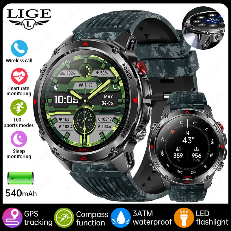 Thumbnail: LIGE 2026 New Professional GPS Track Sports Smartwatch Outdoor RIDE Run Compass 