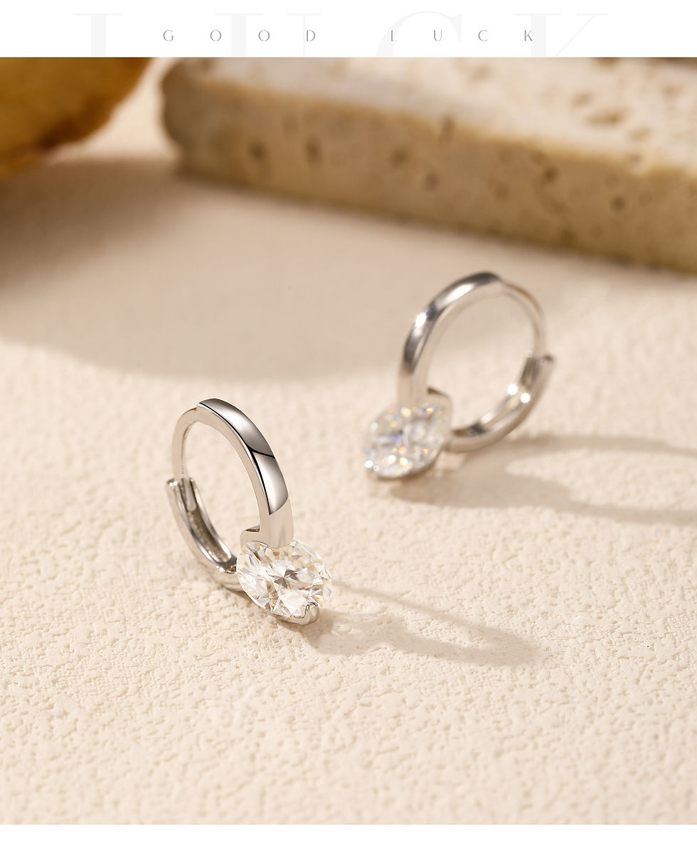 Thumbnail: MODIAN 1.0CT D Color Moissanite Hoop Earrings 925 Sterling Silver Luxury Buckle 