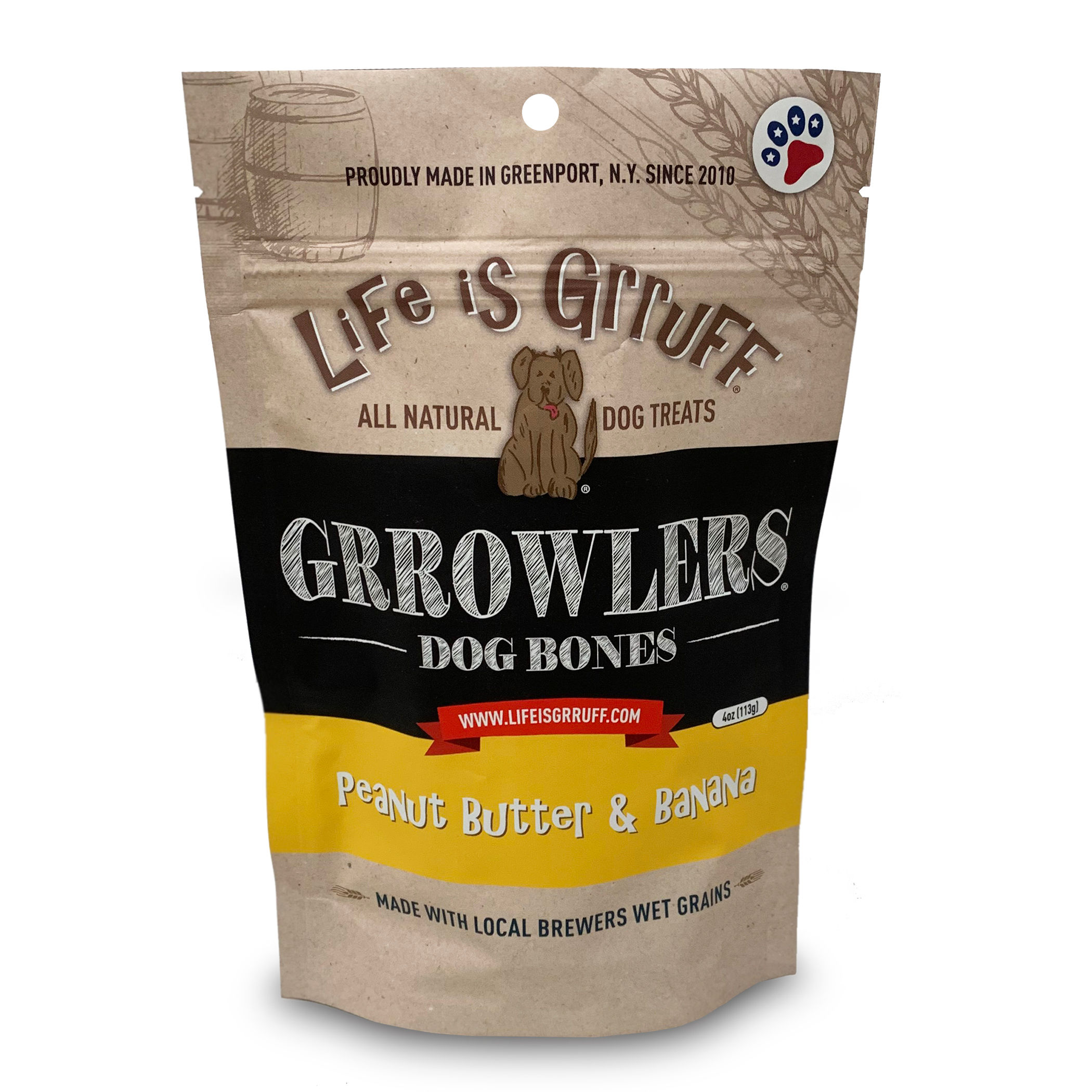 4 oz. Grrowler's Dog Bones: Peanut Butter and Banana