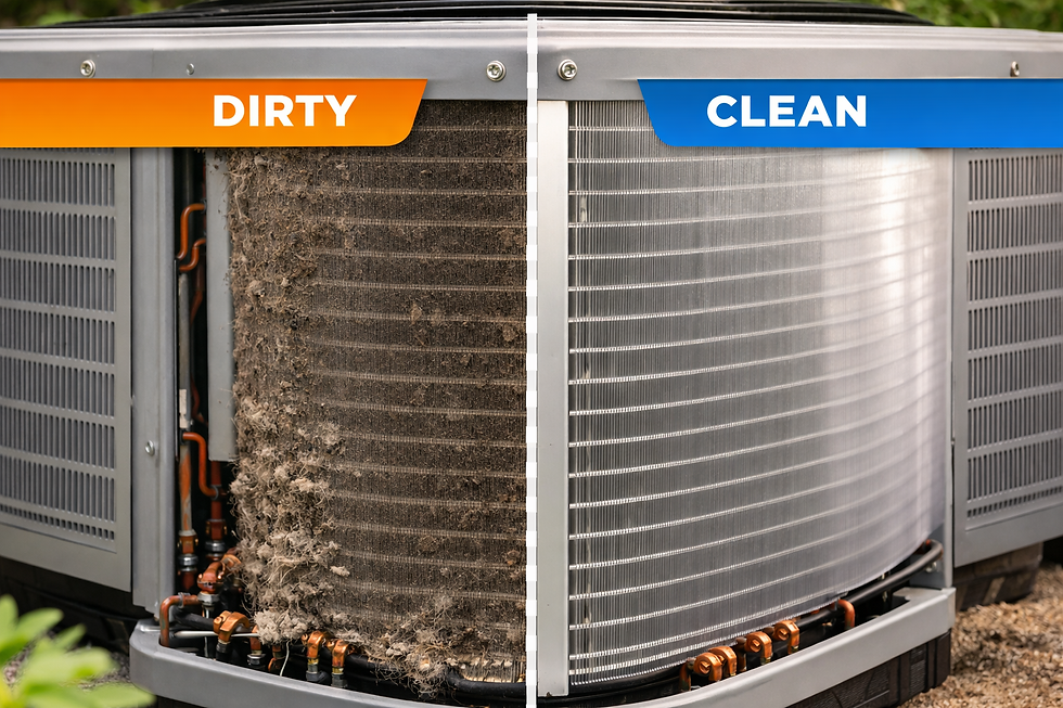 dirty and clean ac coil