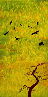 Yellow Forest with Birds