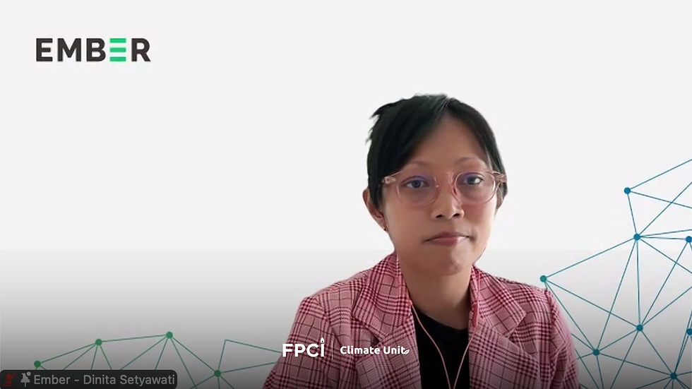 Dinita Setyawati, Senior Energy Analyst for Asia at Ember Energy, spoke at the webinar on "Rethinking Energy Security in a Fossil-dependent Southeast Asia" organized by FPCI and ISEAS - Yusof Ishak Institute on Thursday (16/7/2026).