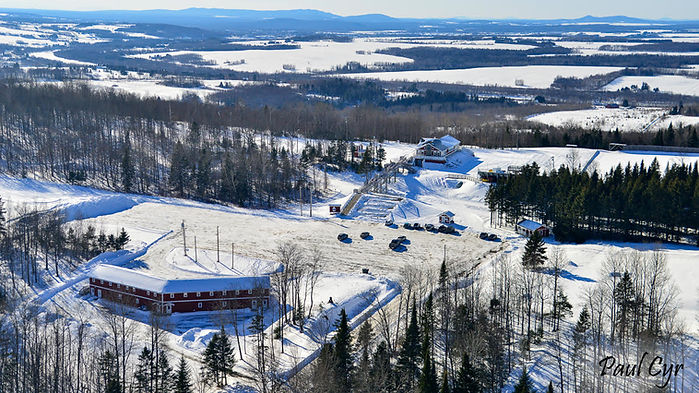 Arial view in Winter of the Northern Maine Community Trails