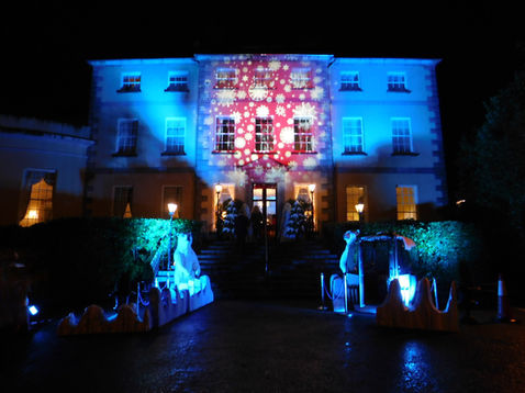 Mountain event, winter event, blue drape, penguin props, animal props, ice props, Christmas tree hire, Christmas event