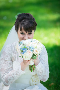 Голубой букет невесты