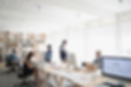 Team working collaboratively in modern office