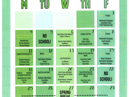 March Cafeteria Menu