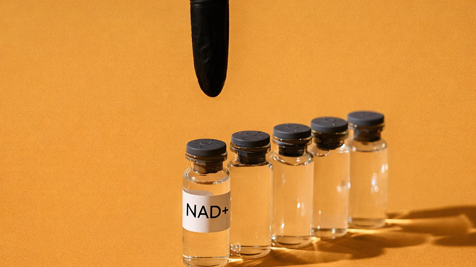 Medical vial for NAD+ IV therapy showing superior bioavailability compared to oral supplements for cellular rejuvenation treatment