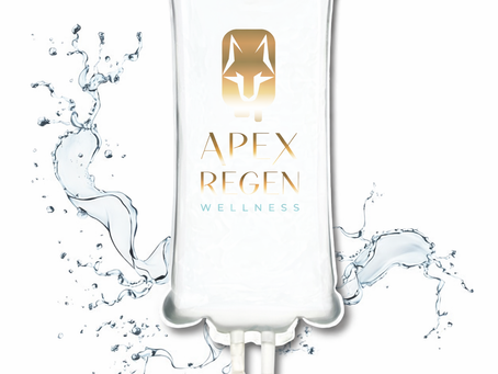 IV Fluid bag with Apex Regen Wellness Logo